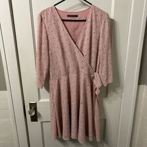 Abercrombie & Fitch Pink Midi Wrap Dress V-Neck Casual